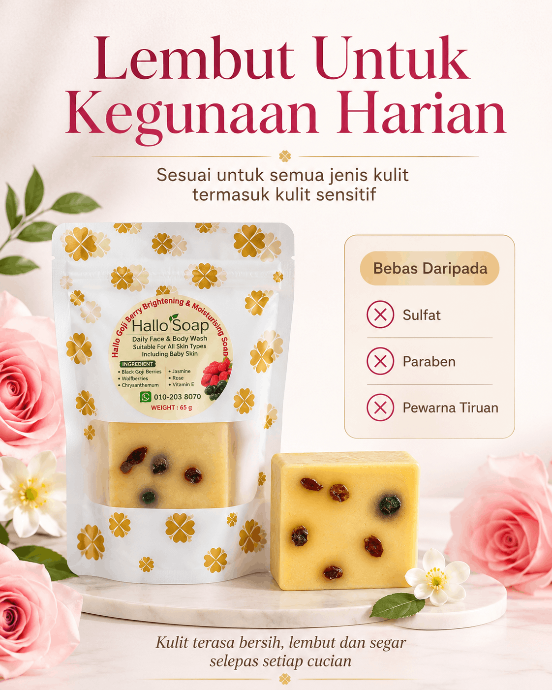 Hallo Goji Berry Brightening & Moisturising Soap angle 4